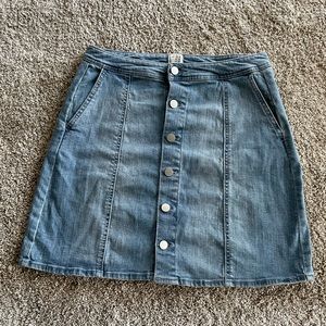 and EWAY medium-light wash jean skirt with buttons. Barely worn.